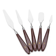 5 PCS Palette Knife Set Painting Scraper Spatule Spatule Poignée en bois pour artiste toile peinture à l&#39;huile Couleur Mélangez gâteau décorer